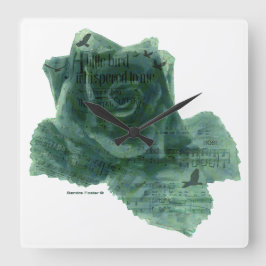 小鳥に聞いたバラ スクエア壁時計