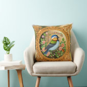 🐦 小鳥のクッションカバー 花の枝 家庭のアクセント クッション (椅子)