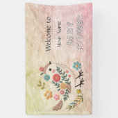 小鳥のフローラカラフルの赤ちゃんシャワー 横断幕 (縦)