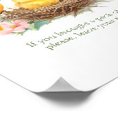 小鳥の春赤ちゃんシャワーおむつラッフルサイン ポスター (角)