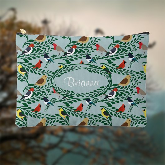 小鳥の枝パーソナライズされた アクセサリーポーチ