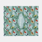 小鳥の枝パーソナライズされた フリースブランケット (正面(横))