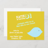 小鳥の誕生日パーティーの招待 招待状 (正面/裏面)