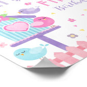 小鳥の誕生日パーティーウェルカムサイン ポスター (角)