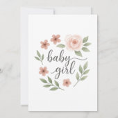 小鳥の赤ちゃんシャワーピンクの赤ちゃん女の子 招待状 (裏面)