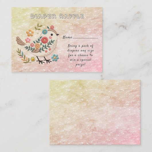小鳥の離れ花ピンクの赤ちゃんシャワー エンクロージャーカード (正面/裏面)