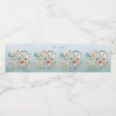 小鳥の青ピンクの花 ペットボトルラベル (シングルラベル)