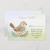 小鳥フローラ金ゴールド赤ちゃんシャワー エンクロージャーカード (正面/裏面)