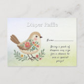 小鳥フローラ金ゴールド赤ちゃんシャワー エンクロージャーカード (正面)