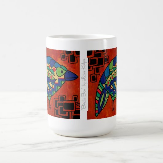 "小鳥ブーイング"の15のoz。 Lara Kulpa著マグ コーヒーマグカップ (中央)