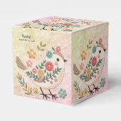 小鳥離れ花ピンクのお願い箱 フェイバーボックス (正面サイド)