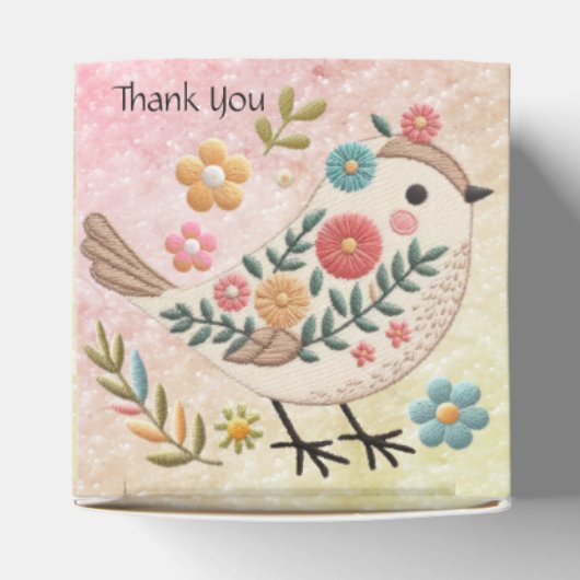 小鳥離れ花ピンクのお願い箱 フェイバーボックス (上部)