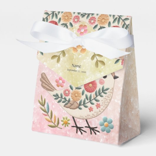 小鳥離れ花ピンクのお願い箱 フェイバーボックス (正面サイド)