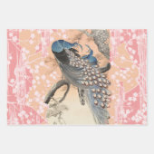 小鳥，ピーコック，ピンクのバラ，蓮の花 ラッピングペーパーシート (正面3)