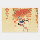 小鳥，ピーコック，ピンクのバラ，蓮の花 ラッピングペーパーシート (正面2)