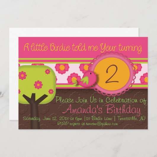 小鳥 招待状 (正面/裏面)