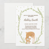 小鹿の赤ちゃんシャワー招待ウッドランド森 招待状 (正面/裏面)