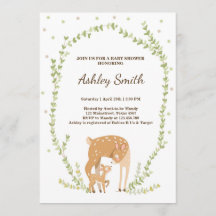 小鹿の赤ちゃんシャワー招待ウッドランド森