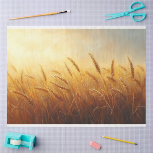 小麦お洒落畑の風景アートデコップページ 薄葉紙 (クラフト)