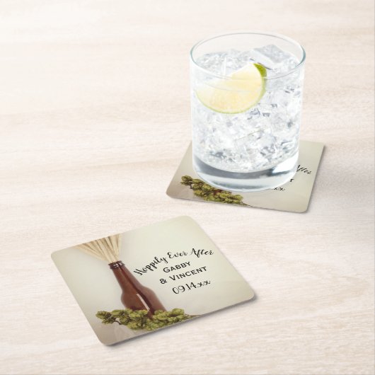 小麦とホップスブルワリ結婚ーズ スクエアペーパーコースター (インサイチュ)