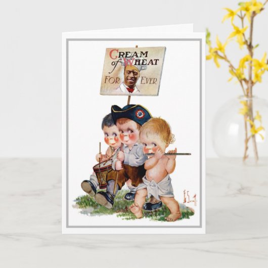 小麦のクリームと挨拶の「マーチングバンド」 カード (黄色い花)