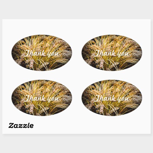 小麦のシーフ – ありがとう 楕円形シール (シート)