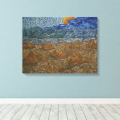 小麦のシーブとライジングムーンのある風景 キャンバスプリント (インサイチュ (ウッドフロア))