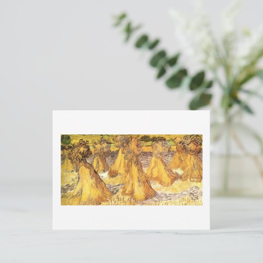 小麦のスタック付きフィールドゴッホファインアート ポストカード (スタンド正面)