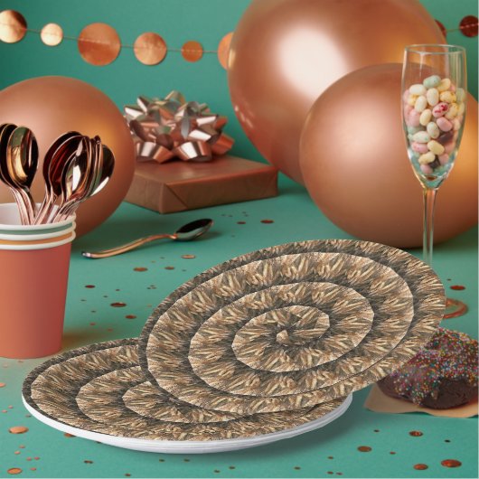 小麦のスパイラルパターンの耳 ペーパープレート (複数)