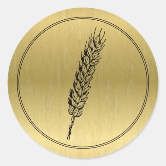 小麦のロゴ – フェイク金ゴールドシール ラウンドシール (正面)