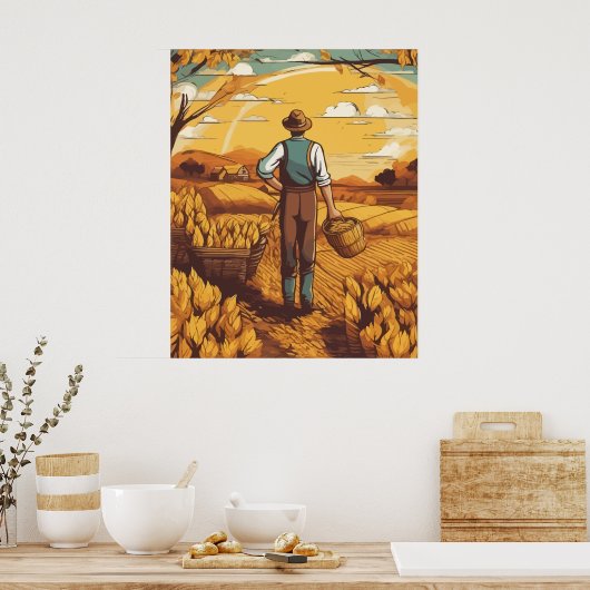 小麦の収穫時期 ポスター (キッチン)