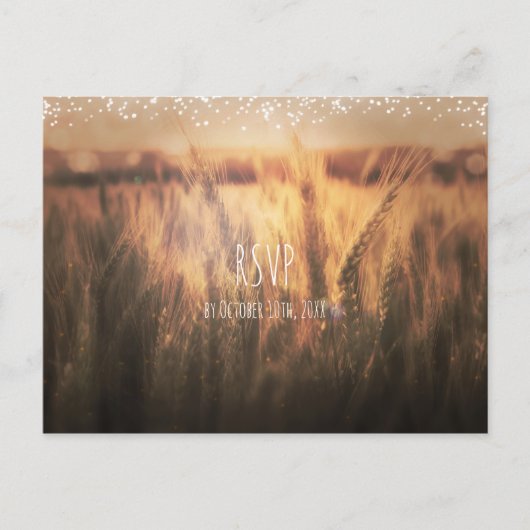 小麦の国のウェディング素朴のフィールドRSVP インビテーションポストカード (正面)
