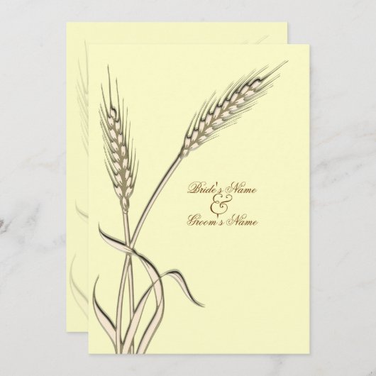 小麦の国ウェディングイエローベージュ 招待状 (正面/裏面)