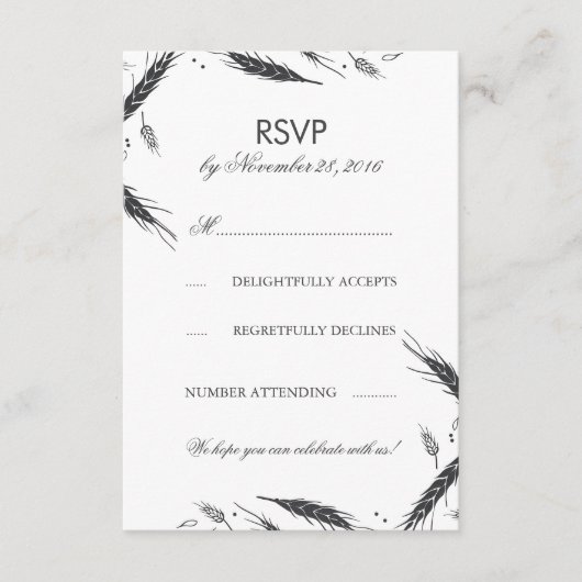 小麦の秋の結婚式出欠確認 出欠カード (正面)