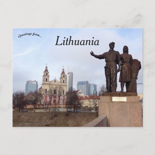 小麦スカルプトレビリニュリトアニアとカップル ポストカード (正面)