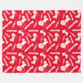 小麦ファームスタイル化トラクターグラフィック名レッドホワイト フリースブランケット (正面(横))