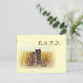 小麦ファーム西カウボーイ結婚の応答RSVP インビテーションポストカード (スタンド正面)