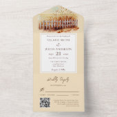 小麦フィールドフェンスウェスタン結婚ズ オールインワン招待状 (内側)