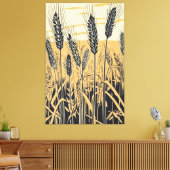 小麦フィールド抽象芸術:カラフル自然・アート キャンバスプリント (インサイチュ (リビング))