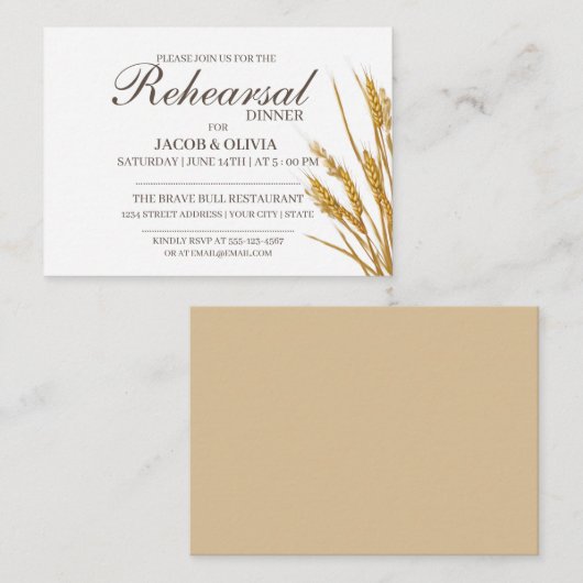 小麦リハーサルのディナーの招待  エンクロージャーカード (正面/裏面)