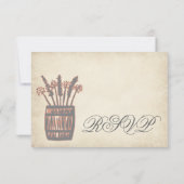 小麦婚礼の出欠届けカー素朴ドのウイスキー樽 出欠カード (裏面)