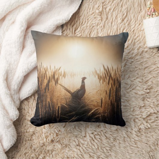 小麦畑のキジ クッション (ブランケット)