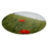 小麦畑のケシのガラス切り盤 カッティングボード (角)