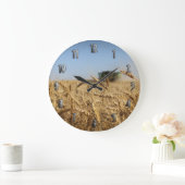 小麦畑のコンバイン ラージ壁時計 (ホーム)