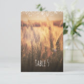 小麦畑のラスティックカントリー結婚式テーブルナンバー 招待状 (スタンド正面)