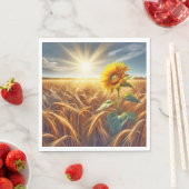 小麦畑の単生ひまわり スタンダードランチョンナプキン (インサイチュ)