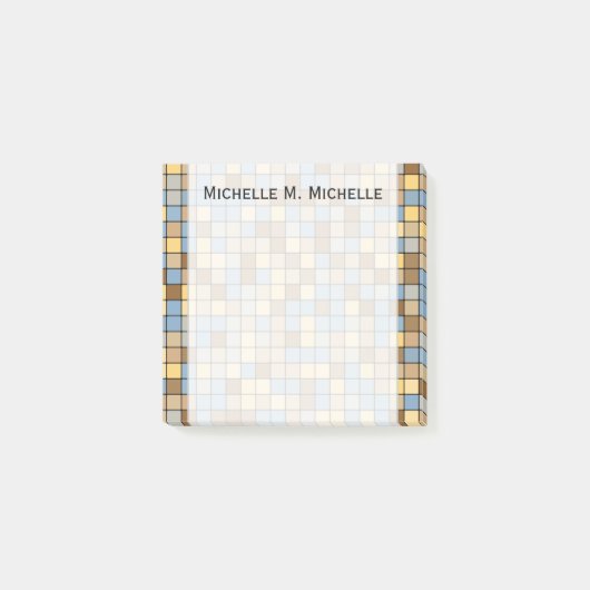 小麦畑の収穫の刺激を受けたなタイルパターン + 名前 ポストイット (正面)