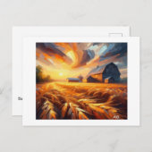 小麦畑の夕暮れ ポストカード (正面/裏面)