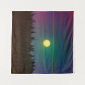 小麦畑の夜の空と月の油絵夏 タペストリー (正面(横))