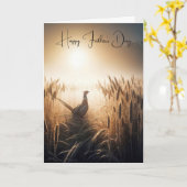 小麦畑の父の日キジ カード (黄色い花)